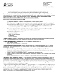 DOH Formulario 422-159 Reconocimiento De Paternidad - Washington (Spanish), Page 3