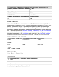 DOH Formulario 630-106 Formulario De Queja Sobre Un Proveedor O Establecimiento De Cuidados De La Salud - Washington (Spanish), Page 3