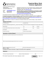 Document preview: Form F700-186-000 Variance Application - Theatrical Minor Work - Washington