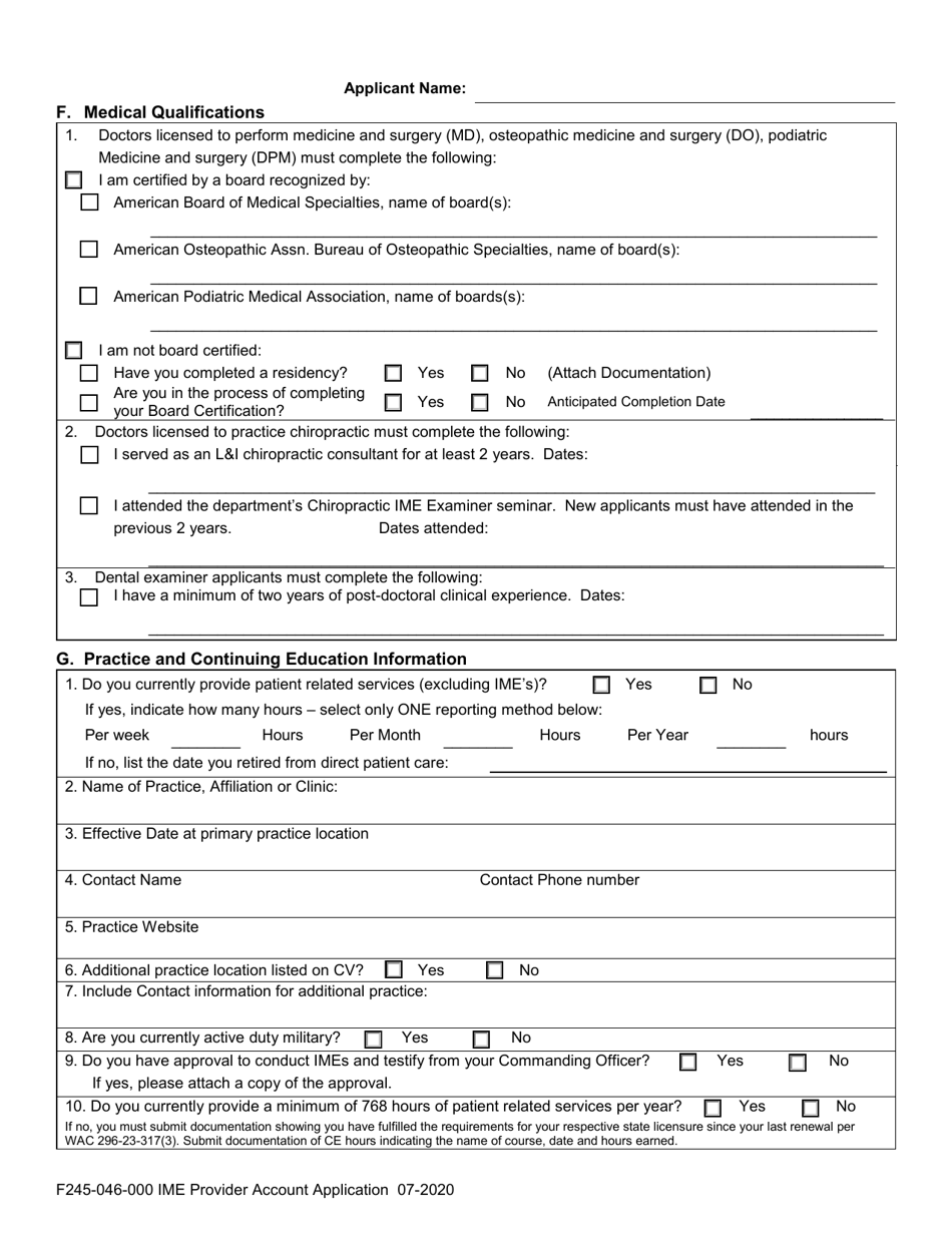 Form F245-046-000 Ime Provider Account Application - New / Add Payee - Washington, Page 3