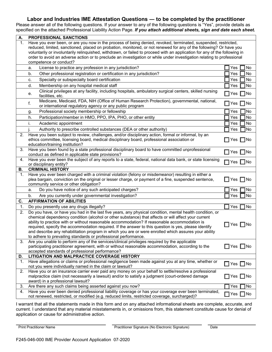 Form F245-046-000 Ime Provider Account Application - New / Add Payee - Washington, Page 4