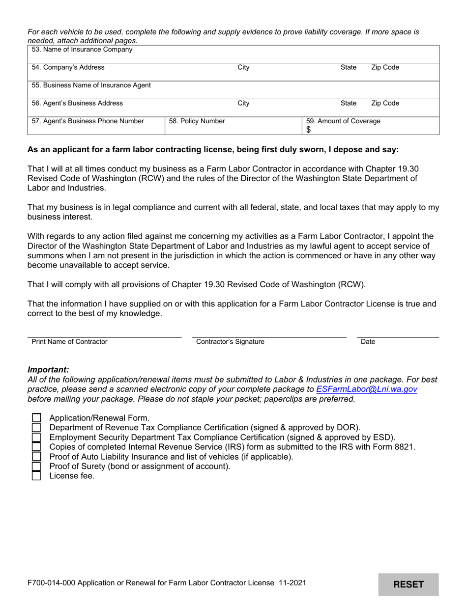 Form F700-014-000 Application or Renewal for Farm Labor Contractor License - Washington, Page 3