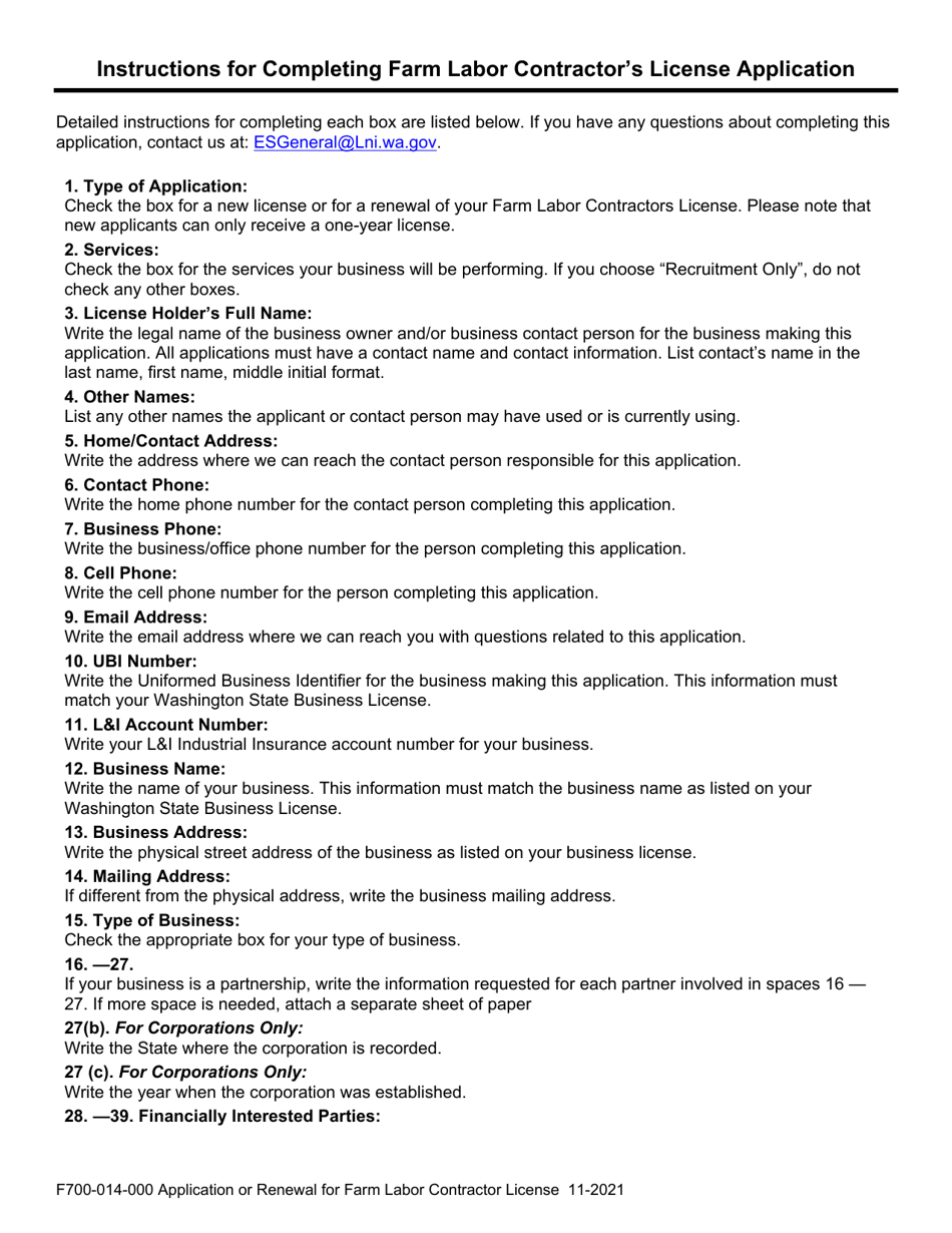 Form F700-014-000 Application or Renewal for Farm Labor Contractor License - Washington, Page 4