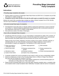 Document preview: Form F700-129-000 Prevailing Wage Interested Party Complaint - Washington