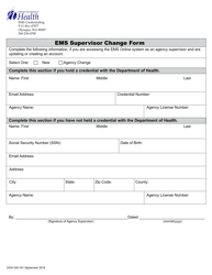 Document preview: DOH Form 530-161 EMS Supervisor Change Form - Washington