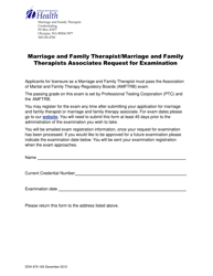 Document preview: DOH Form 670-165 Marriage and Family Therapist/Marriage and Family Therapists Associates Request for Examination - Washington