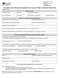 Document preview: DOH Formulario 422-164 Formulario Para Informacion Suplementaria De Una Orden Judicial De Paternidad - Washington (Spanish)