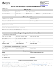 Document preview: DOH Form 422-164 Court Order Parentage Supplemental Information Form - Washington