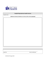 DOH Form 346-107 Hospital Reproductive Health Services Form - Washington, Page 2