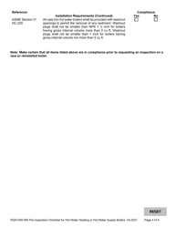 Form F620-050-000 Pre-inspection Checklist for Hot Water Heating or Hot Water Supply Boilers - Washington, Page 4