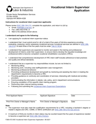 Form F280-072-000 Vocational Intern Supervisor Application - Washington