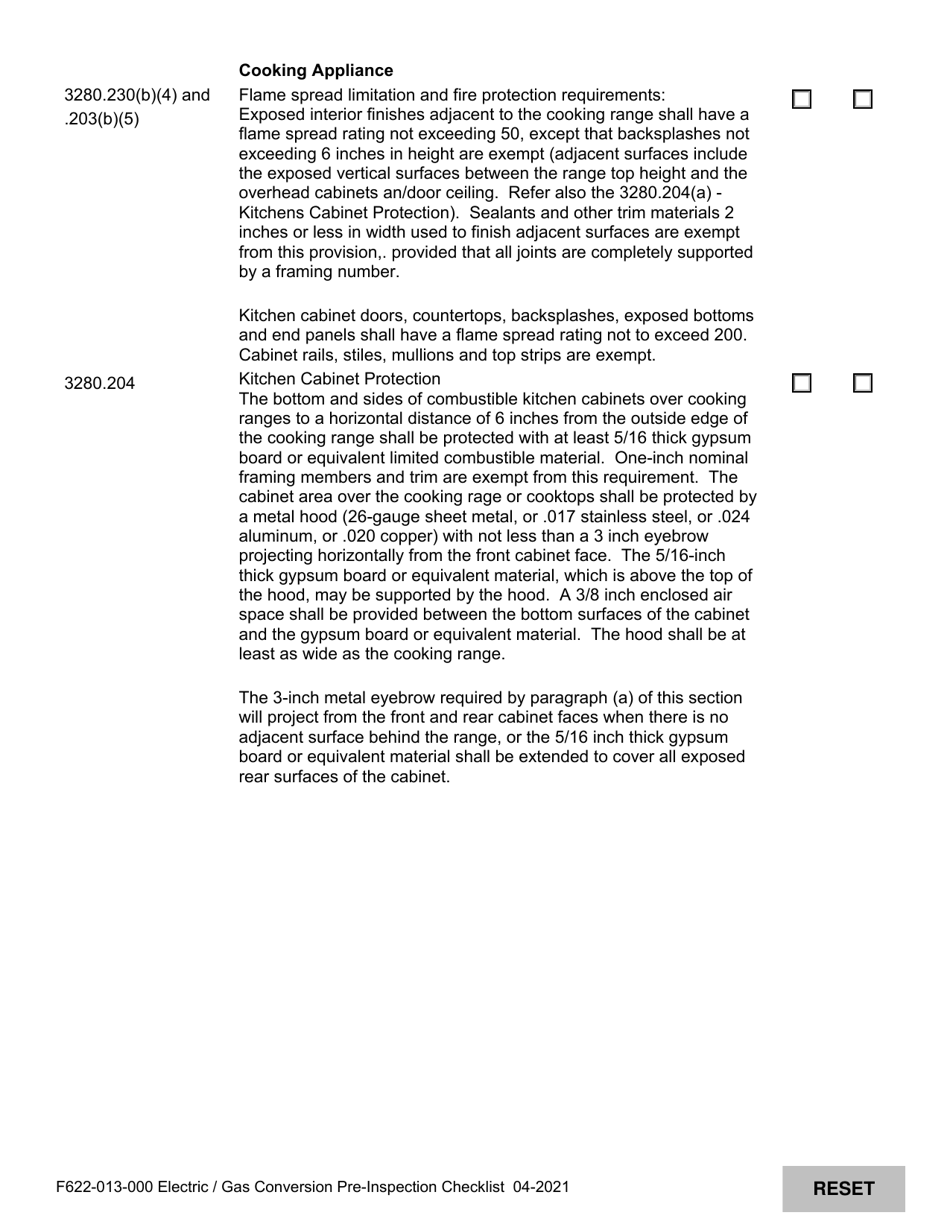 Form F622-013-000 Electric / Gas Conversion Pre-inspection Checklist - Washington, Page 3