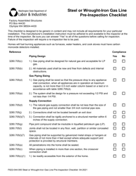 Document preview: Form F622-044-000 Steel or Wrought-Iron Gas Line Pre-inspection Checklist - Washington
