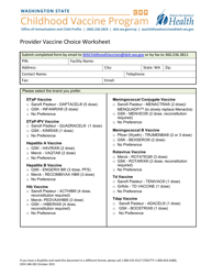 Document preview: DOH Form 348-302 Provider Vaccine Choice Worksheet - Childhood Vaccine Program - Washington