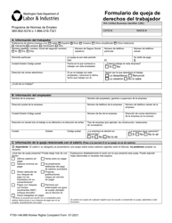 Formulario F700-148-999 Formulario De Queja De Derechos Del Trabajador - Washington (Spanish), Page 3