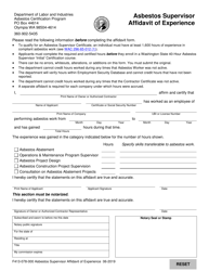 Document preview: Form F413-078-000 Asbestos Supervisor Affidavit of Experience - Washington