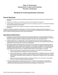 Form F627-037-000 Plumber Continuing Education Course Application - Washington, Page 2