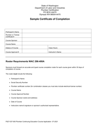 Form F627-037-000 Plumber Continuing Education Course Application - Washington, Page 3
