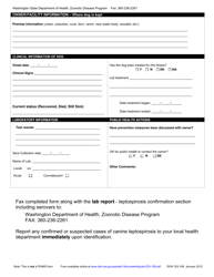 DOH Form 333-158 Canine Leptospirosis Reporting Form - Washington, Page 2