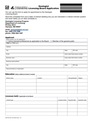 Form BPD-600-004C Geologist Licensing Board Application - Washington