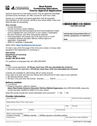 Form RE-623-123 &quot;Real Estate Continuing Education Course Approval Application&quot; - Washington
