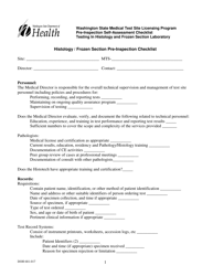 DOH Form 681-017 Histology/Frozen Section Pre-inspection Checklist - Washington State Medical Test Site Licensing Program - Washington