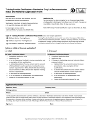 DOH Form 333-176 Training Provider Certification - Clandestine Drug Lab Decontamination Initial and Renewal Application Form - Washington