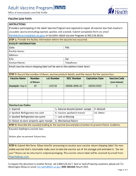 Document preview: DOH Form 348-634 Vaccine Loss Form - Adult Vaccine Program - Washington