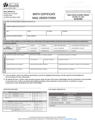 DOH Form 422-182 Birth Certificate Mail Order Form - Washington, Page 3