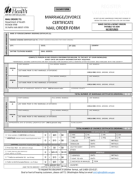 DOH Form 422-104 Marriage/Divorce Certificate Mail Order Form - Washington, Page 2