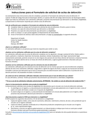 DOH Formulario 422-184 Formulario De Solicitud Por Correo De Actas De Defuncion - Washington (Spanish)