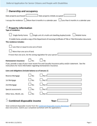 Form REV64 0011 Deferral Application for Senior Citizens and People With Disabilities - Washington, Page 2