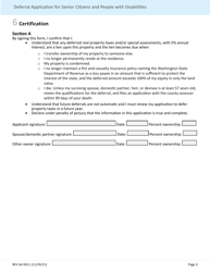 Form REV64 0011 Deferral Application for Senior Citizens and People With Disabilities - Washington, Page 3