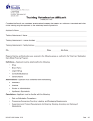 DOH Form 672-049 Training Veterinarian Affidavit - Washington