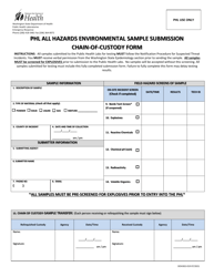 DOH Form 302-019 Phl All Hazards Environmental Sample Submission Chain-Of-Custody Form - Washington