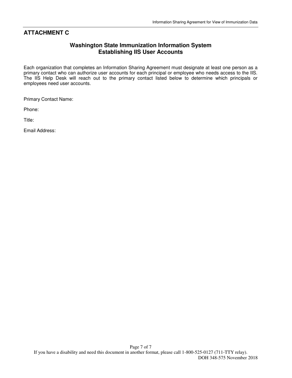 DOH Form 348-575 Information Sharing Agreement for Viewing Immunization Data - Washington State Immunization Information System - Washington, Page 7