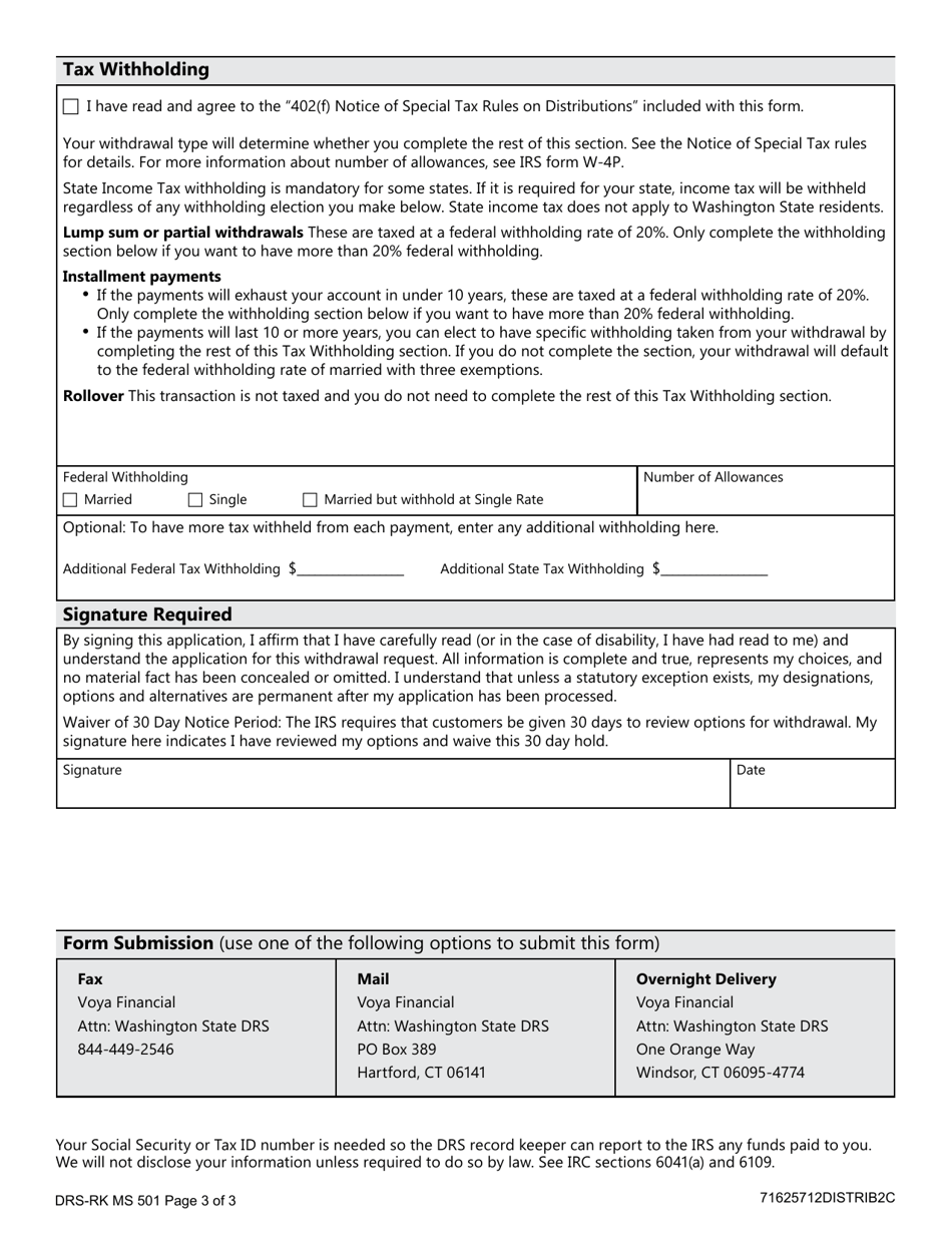 Form DRS-RK MS501 Dcp and Jra Withdrawal - Washington, Page 3