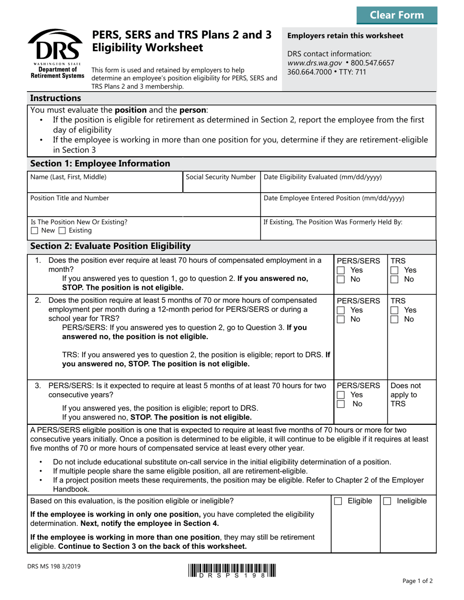 Form DRS MS198 Fill Out, Sign Online and Download Fillable PDF