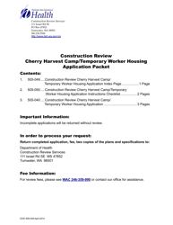 DOH Form 505-040 Construction Review Cherry Harvest Camp/Temporary Worker Housing Application - Washington