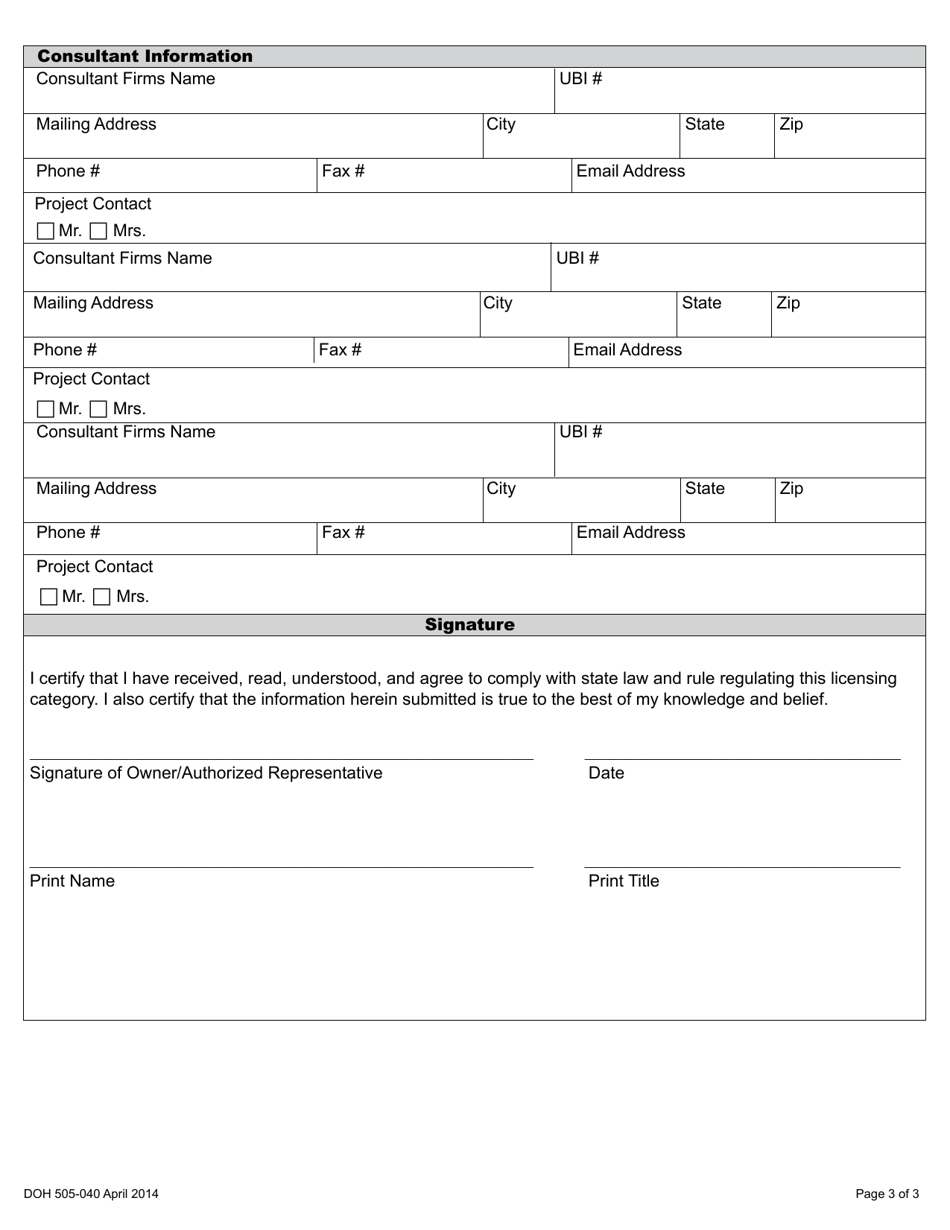 DOH Form 505-040 Construction Review Cherry Harvest Camp / Temporary Worker Housing Application - Washington, Page 6