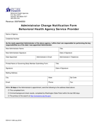 Document preview: DOH Form 611-006 Administrator Change Notification Form - Behavioral Health Agency Service Provider - Washington