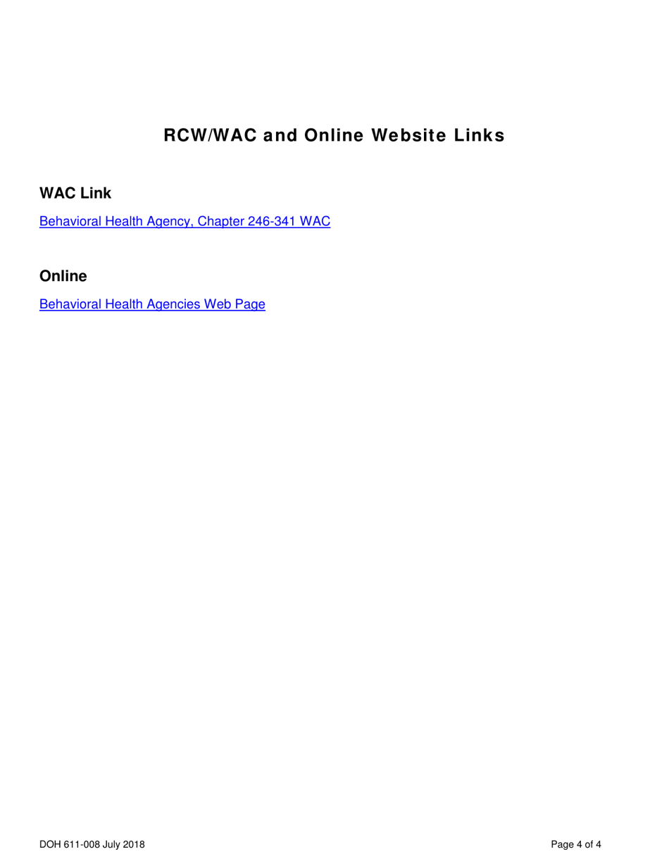 DOH Form 611-008 Behavioral Health Agency Remodel Approval Request Form - Washington, Page 4