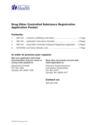 Document preview: DOH Form 690-193 Drug Other Controlled Substance Registration Application - Washington