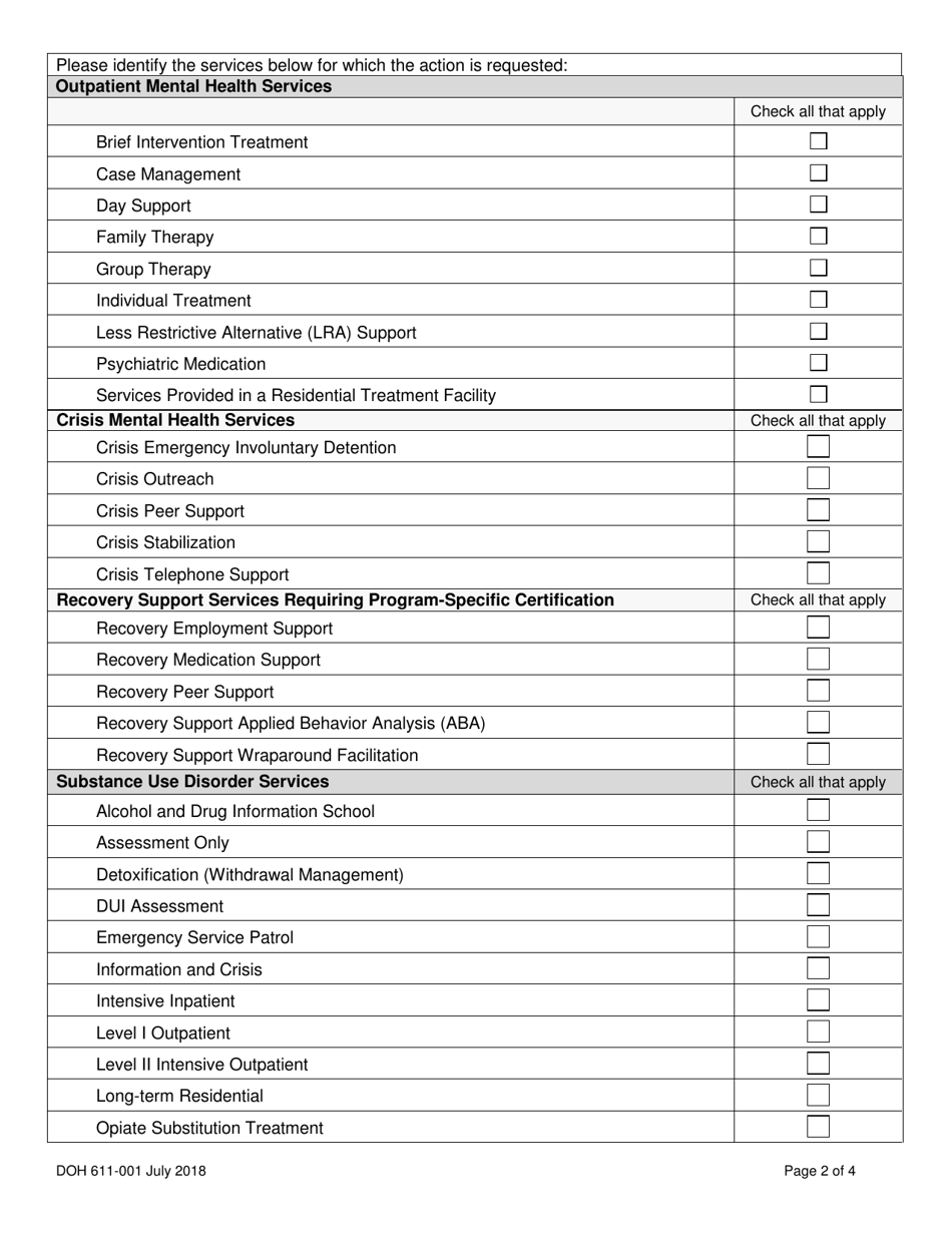 DOH Form 611-001 Voluntary Certification Cancellation Request Form - Washington, Page 2
