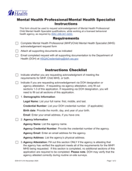 DOH Form 611-015 Mental Health Professional/Mental Health Specialist - Washington