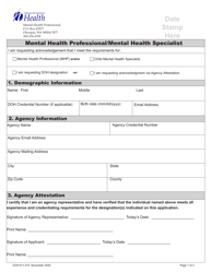 DOH Form 611-015 Mental Health Professional/Mental Health Specialist - Washington, Page 3
