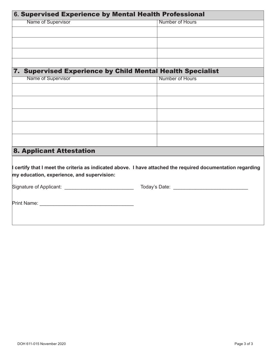DOH Form 611-015 Mental Health Professional / Mental Health Specialist - Washington, Page 5