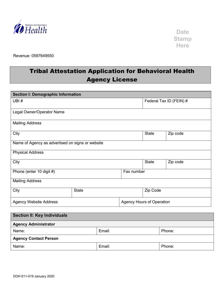 DOH Form 611-019 Tribal Attestation Behavioral Health Agency License Application - Washington, Page 3