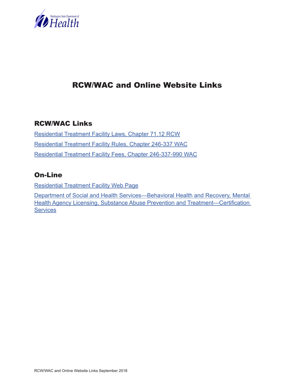 DOH Form 505-023 Residential Treatment Facility License Application Packet - Washington, Page 11