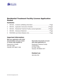 DOH Form 505-023 Residential Treatment Facility License Application Packet - Washington
